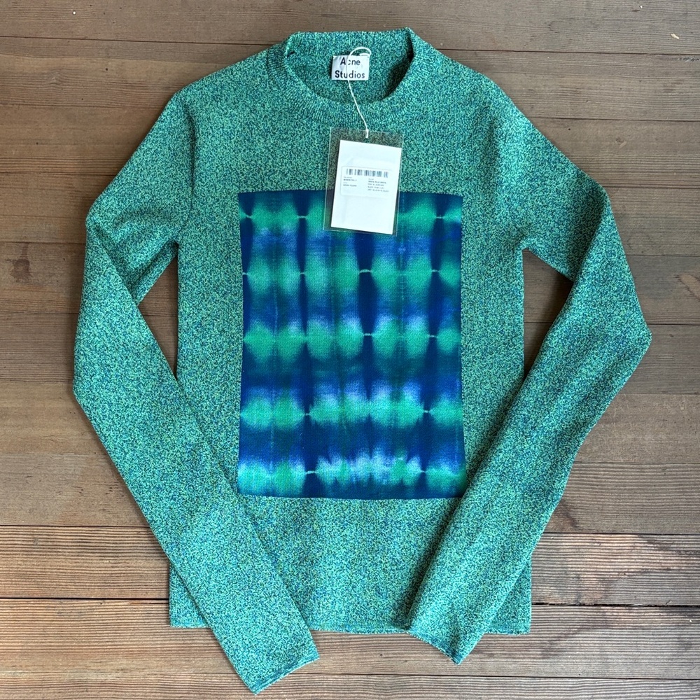 Acne Studios Teal and Navy Crewneck Sweater